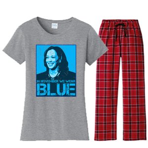 In November We Wear Blue Kamala Harris 2024 Women's Flannel Pajama Set