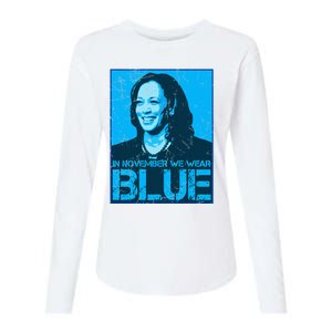 In November We Wear Blue Kamala Harris 2024 Womens Cotton Relaxed Long Sleeve T-Shirt