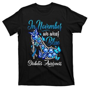 In November We Wear Blue High Heels TID Diabetes Awareness T-Shirt