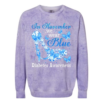 In November We Wear Blue Diabetes Awareness Cute Butterfly Colorblast Crewneck Sweatshirt