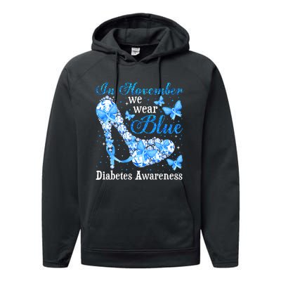 In November We Wear Blue Diabetes Awareness Cute Butterfly Performance Fleece Hoodie