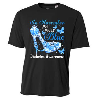 In November We Wear Blue Diabetes Awareness Cute Butterfly Cooling Performance Crew T-Shirt