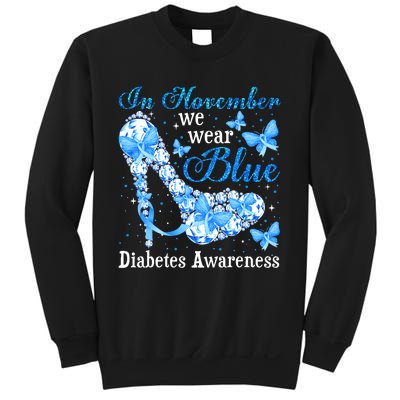 In November We Wear Blue Diabetes Awareness Cute Butterfly Sweatshirt