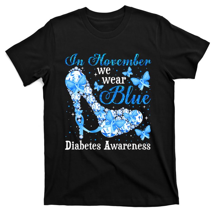 In November We Wear Blue Diabetes Awareness Cute Butterfly T-Shirt