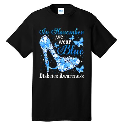 In November We Wear Blue Diabetes Awareness Cute Butterfly Tall T-Shirt