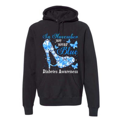 In November We Wear Blue Diabetes Awareness Cute Butterfly Premium Hoodie