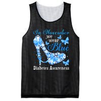 In November We Wear Blue Diabetes Awareness Cute Butterfly Mesh Reversible Basketball Jersey Tank