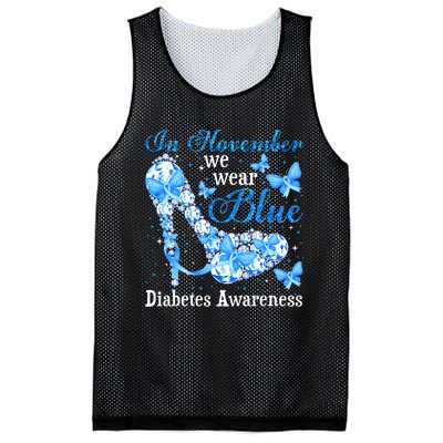 In November We Wear Blue Diabetes Awareness Cute Butterfly Mesh Reversible Basketball Jersey Tank