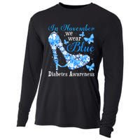 In November We Wear Blue Diabetes Awareness Cute Butterfly Cooling Performance Long Sleeve Crew