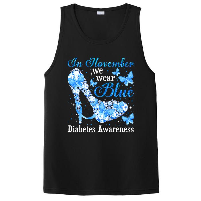 In November We Wear Blue Diabetes Awareness Cute Butterfly PosiCharge Competitor Tank