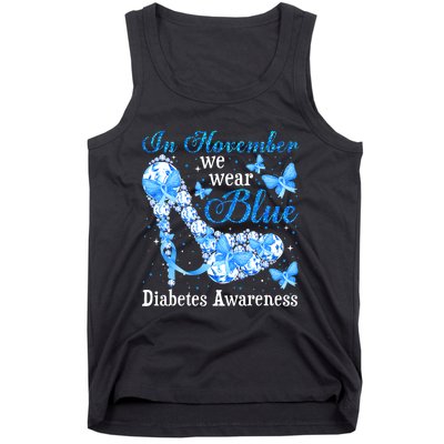 In November We Wear Blue Diabetes Awareness Cute Butterfly Tank Top