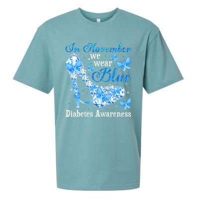 In November We Wear Blue Diabetes Awareness Cute Butterfly Sueded Cloud Jersey T-Shirt