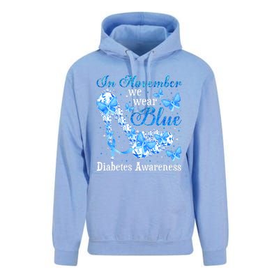 In November We Wear Blue Diabetes Awareness Cute Butterfly Unisex Surf Hoodie