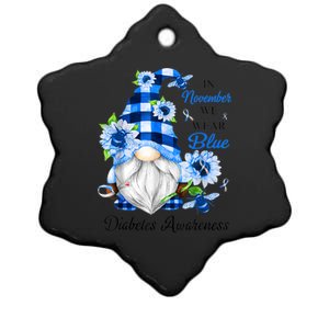 In November We Wear Blue Gnome Diabetes Awareness Ceramic Star Ornament