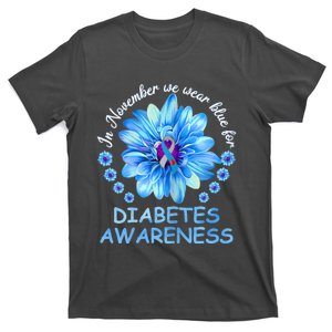 In November We Wear Blue Sunflower Diabetes Awareness Month T-Shirt