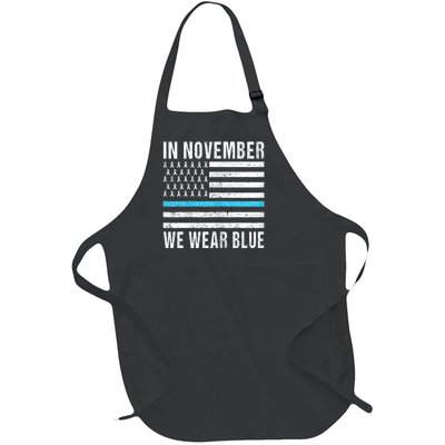  In November We Wear Blue Diabetes Awareness Month T1D Full-Length Apron With Pockets