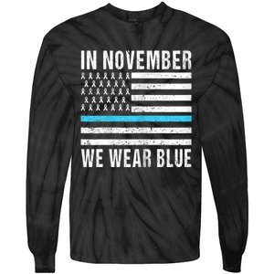  In November We Wear Blue Diabetes Awareness Month T1D Tie-Dye Long Sleeve Shirt