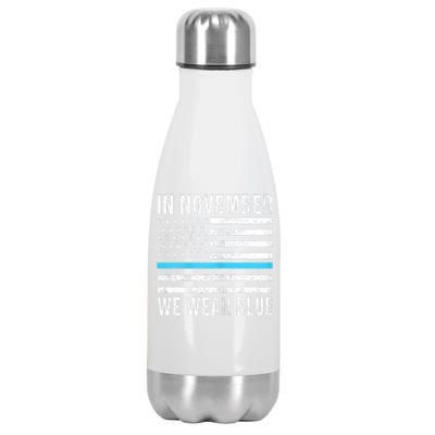  In November We Wear Blue Diabetes Awareness Month T1D Stainless Steel Insulated Water Bottle