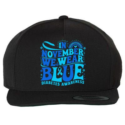 In November We Wear Ribbon Blue Diabetes Awareness Gift Wool Snapback Cap