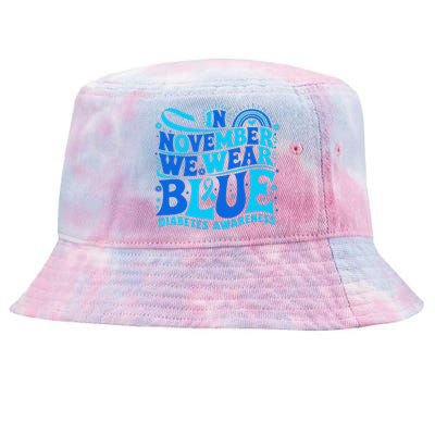 In November We Wear Ribbon Blue Diabetes Awareness Gift Tie-Dyed Bucket Hat