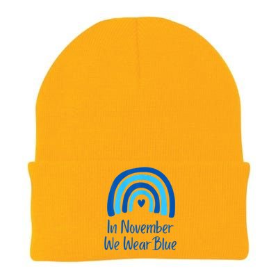 In November We Wear Blue Funny Type 1 Type 2 Diabetes Month Knit Cap Winter Beanie