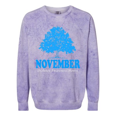 In November We Wear Blue Pumpkins Fall Diabetes Awareness Colorblast Crewneck Sweatshirt