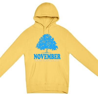 In November We Wear Blue Pumpkins Fall Diabetes Awareness Premium Pullover Hoodie