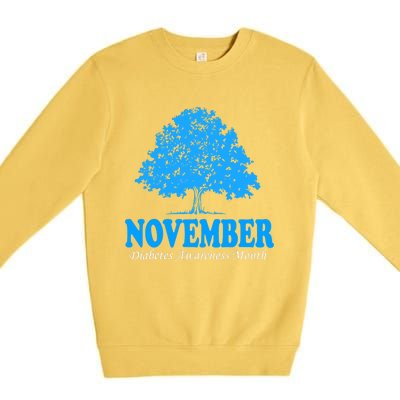 In November We Wear Blue Pumpkins Fall Diabetes Awareness Premium Crewneck Sweatshirt