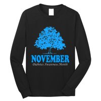 In November We Wear Blue Pumpkins Fall Diabetes Awareness Long Sleeve Shirt