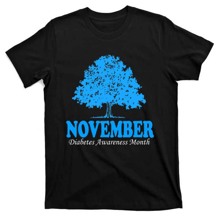 In November We Wear Blue Pumpkins Fall Diabetes Awareness T-Shirt