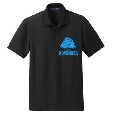 In November We Wear Blue Pumpkins Fall Diabetes Awareness Dry Zone Grid Polo