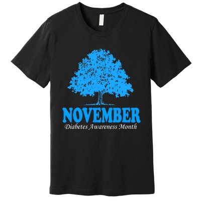 In November We Wear Blue Pumpkins Fall Diabetes Awareness Premium T-Shirt