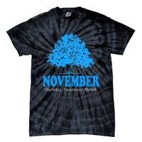 In November We Wear Blue Pumpkins Fall Diabetes Awareness Tie-Dye T-Shirt