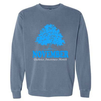 In November We Wear Blue Pumpkins Fall Diabetes Awareness Garment-Dyed Sweatshirt