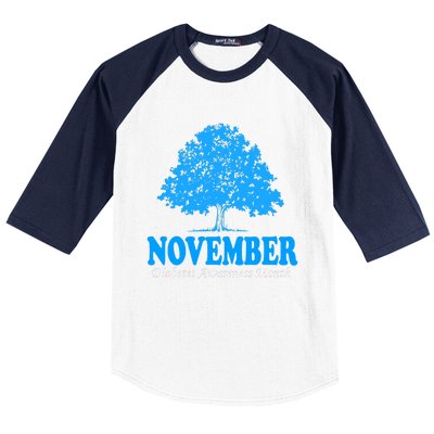 In November We Wear Blue Pumpkins Fall Diabetes Awareness Baseball Sleeve Shirt