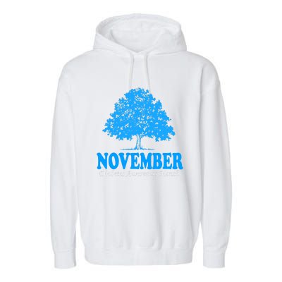 In November We Wear Blue Pumpkins Fall Diabetes Awareness Garment-Dyed Fleece Hoodie