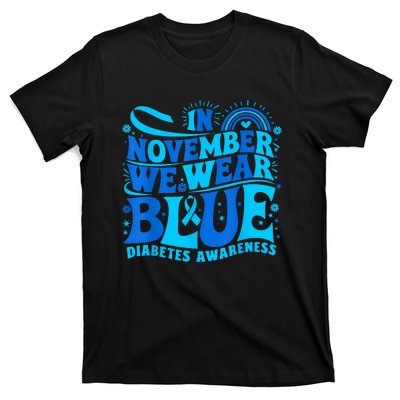 In November We Wear Ribbon Blue Diabetes Awareness T-Shirt