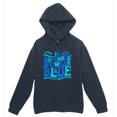 In November We Wear Ribbon Blue Diabetes Awareness Urban Pullover Hoodie