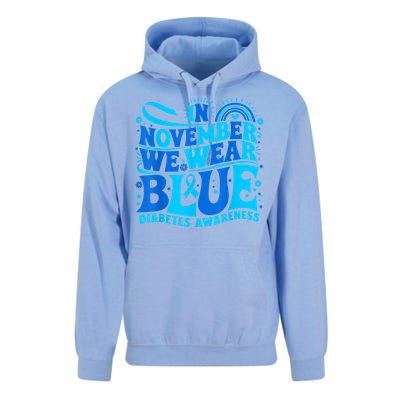 In November We Wear Ribbon Blue Diabetes Awareness Unisex Surf Hoodie