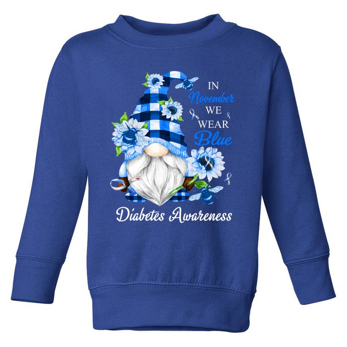 In November We Wear Blue Gnomes Diabetes Awareness Gift Toddler Sweatshirt