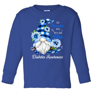 In November We Wear Blue Gnomes Diabetes Awareness Gift Toddler Long Sleeve Shirt