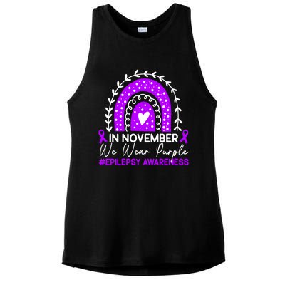 In November We Wear Purple Epilepsy Awareness Month Gift Ladies PosiCharge Tri-Blend Wicking Tank