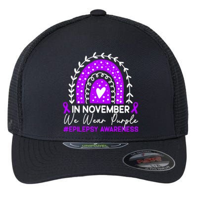 In November We Wear Purple Epilepsy Awareness Month Gift Flexfit Unipanel Trucker Cap