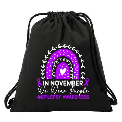 In November We Wear Purple Epilepsy Awareness Month Gift Drawstring Bag