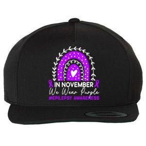 In November We Wear Purple Epilepsy Awareness Month Gift Wool Snapback Cap