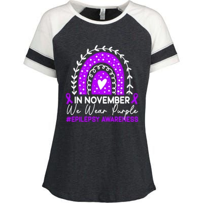 In November We Wear Purple Epilepsy Awareness Month Gift Enza Ladies Jersey Colorblock Tee