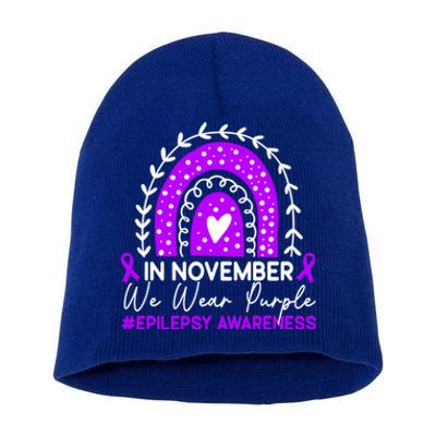 In November We Wear Purple Epilepsy Awareness Month Gift Short Acrylic Beanie