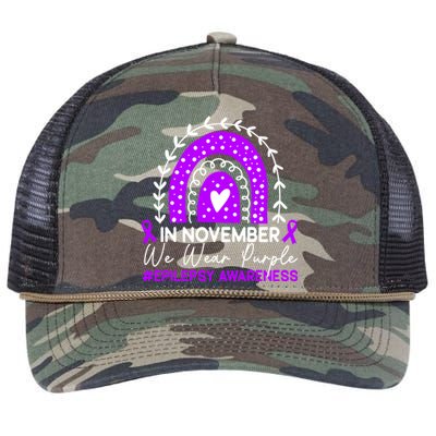 In November We Wear Purple Epilepsy Awareness Month Gift Retro Rope Trucker Hat Cap