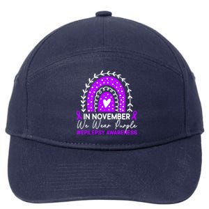 In November We Wear Purple Epilepsy Awareness Month Gift 7-Panel Snapback Hat