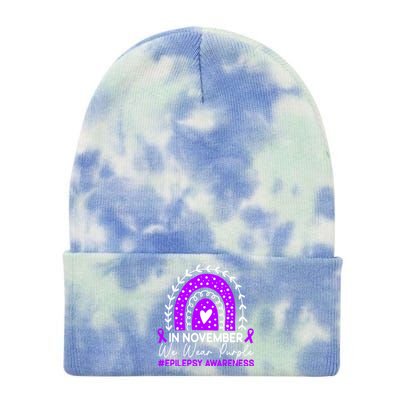 In November We Wear Purple Epilepsy Awareness Month Gift Tie Dye 12in Knit Beanie